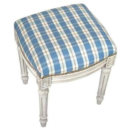123 Creations 123 Creations C697WFS Plaid-Blue Fabric Upholstered Stool C697WFS
